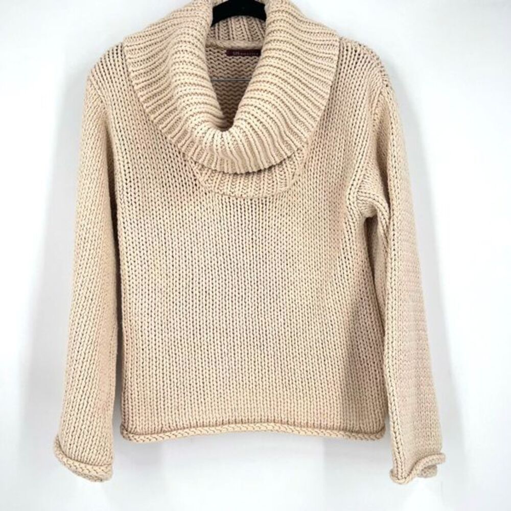 525 America Women’s Loose knit Sweater Pullover Cowlneck XS Fisherman Oversized